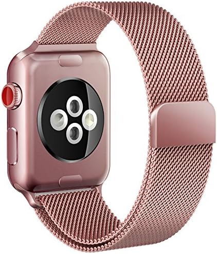 Apple Watch Band Stainless Steel Strap Magnetic Closure Clasp Metal Wrist Replacement Band For Apple Watch Series 3 Series 2 Series 1 (Rosegold, 42mm)