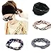 Ever Fairy 4 Pack Women's Elastic Adjustable Turban Headwrap Knotted Soft Twisted Headband (4 Color Pack(Blue+Pink+Grey+Black))
