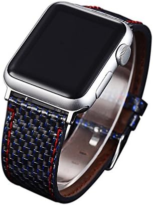 Compatible Apple Watch Band 38mm, Glitter Carbon Fiber Leather Compatible iWatch Replacement Straps, Women Men Sports Wristbands with Stainless Steel Clasp Compatible Apple Watch Series 3, 2, 1