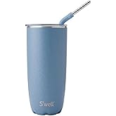 S'well Stainless Steel Tumbler with Straw and Slide-Open Lid, 24oz, Desert Sky, Triple Layered Vacuum Insulated Containers Keeps Drinks Cold for 18 Hours and Hot for 5, BPA Free