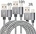 GOLDEN-NOOB Nylon Braided 8-Pin to USB Lightning Cable Cord with Aluminum Heads, Gray, Pack of 3(3-Feet / 6-Feet / 10-Feet)