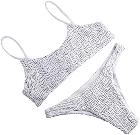 ArrowVogue Women Bikini Set, 2 Pieces Sexy Swimsuit, Solid Color Swimwear, Halter Bathing Suit,Shirred Beachwear