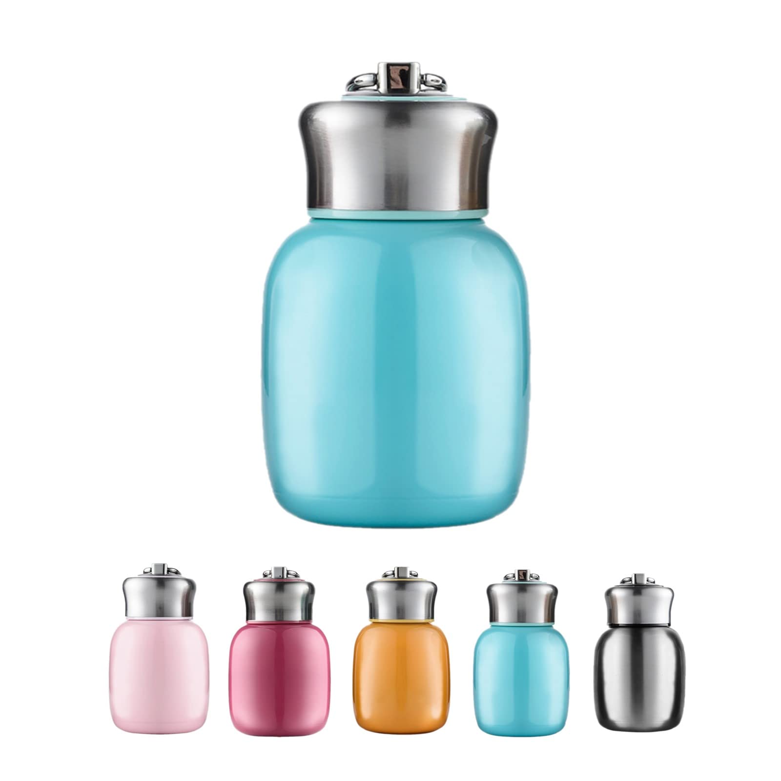 Mini-Thermosflasche, 200 ml, niedliche Wasserflasche, vakuumisolierte Edelstahl-Wasserflaschen, auslaufsicher, hält heiß und Kalt, für zu Hause, im Freien, auf Reisen Einheitsgröße Blau