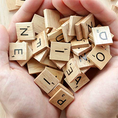 100 PCS Scrabble Tiles Games Wood Letters AZ Capital Letters for