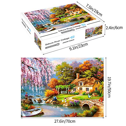 Jigsaw Puzzles for Adults 1000 Piece Puzzle Sakura River Cottage