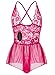 Lingerie Bodysuit for Women One Piece Lace Teddy Valentine's Day Lingerie (XX-Large, Rose Red.)