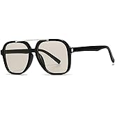 mincl Fashion Pilot Sunglasses Women Retro Square Sunglasses Female Double Bridge 70s Shades UV Protection Eyewear