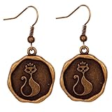 Yazilind Irregular Polygon Round Carved Long Tail Cat Ear Wire Hook Dangle Earrings