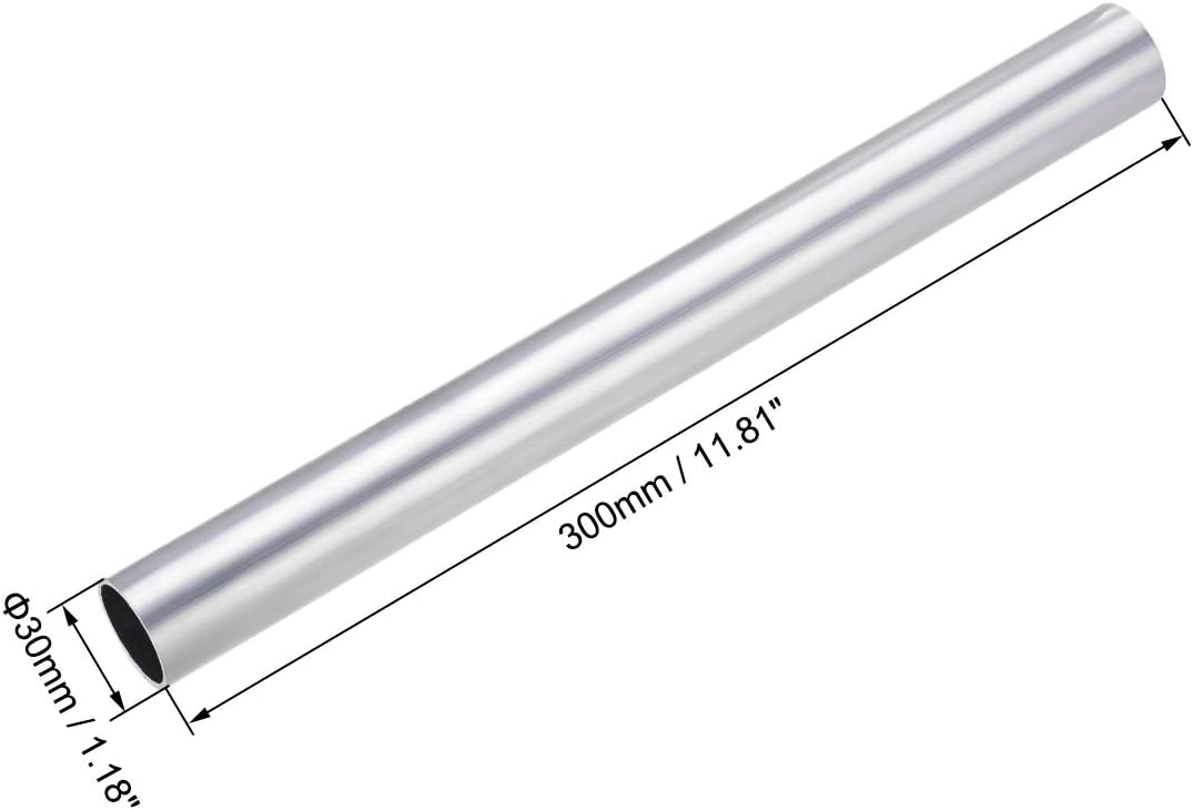 sourcing map 6063 Aluminum Round Tube, 30mm OD 27mm Inner Dia 300mm Length Seamless Straight Tubing, Silver, 30mm x 27mm x 300mm - Image 3