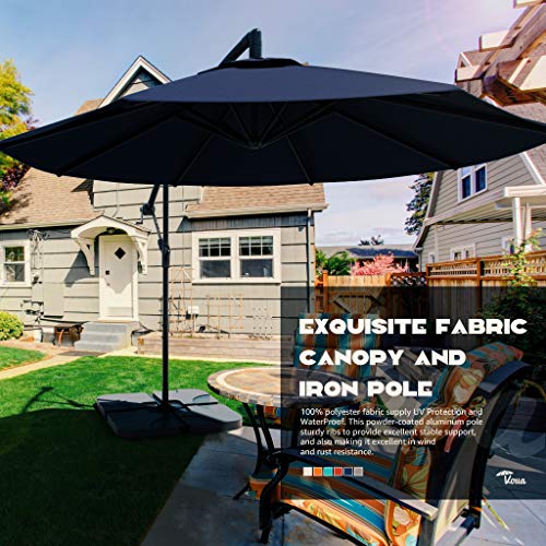 VOUA Offset Umbrella 10ft Cantilever Umbrella 8 Ribs Patio Hanging