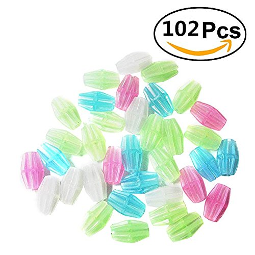 Kasmena 102pcs Assorted Colors Bike Bicycle Wheel Spokes Bead Plastic Clip Spoke Bead Derections,Noctilucan Circular - Thumbnail 3