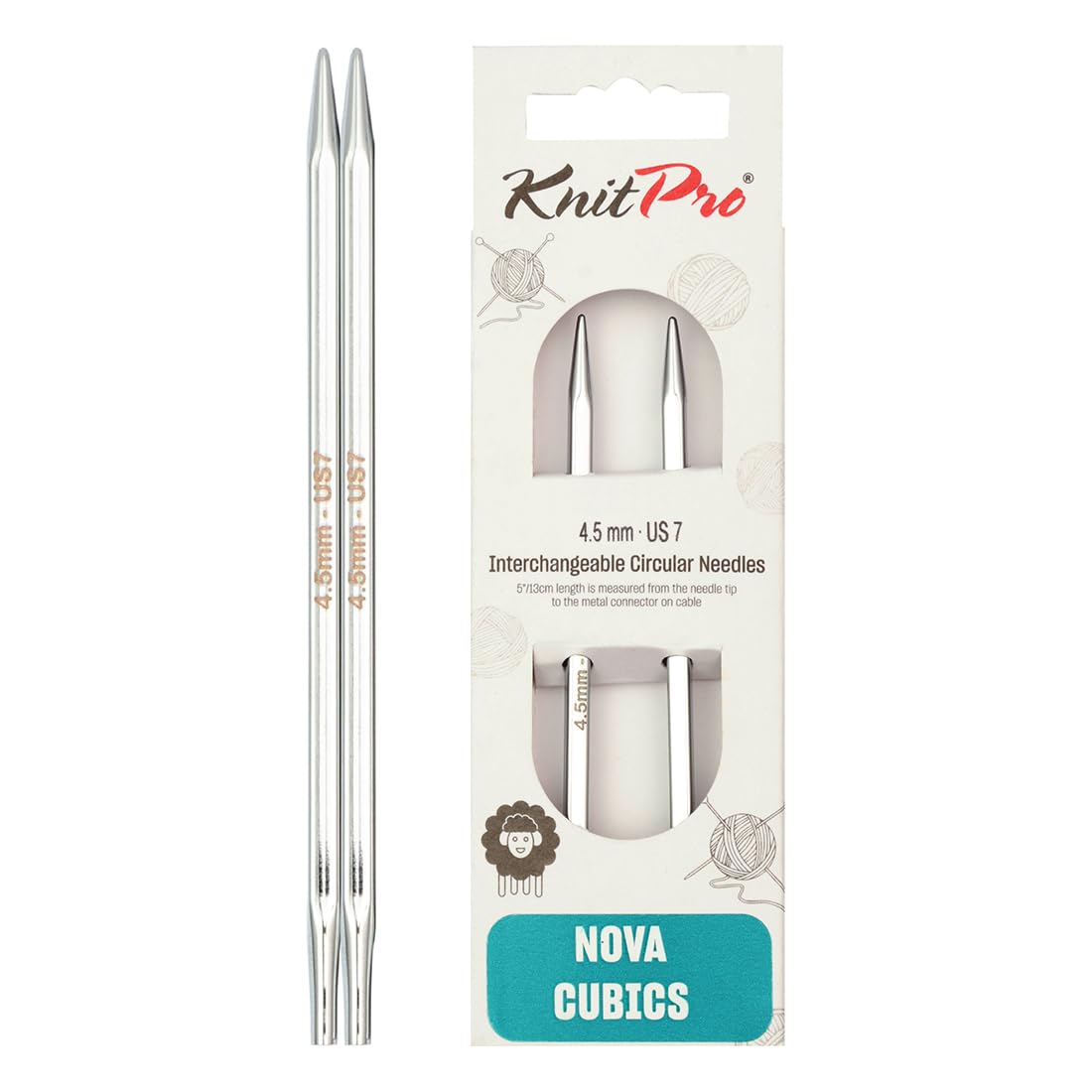 KnitPro Nova Cubics Interchangeable Circular Needles 4" (10cm) | 4.50mm โ image 1