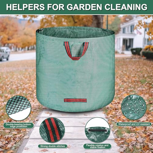 2 x 500L Green Waste Garden Bags with Handles, Foldable and Reusable, Suitable for Weeds, Leaves and Waste