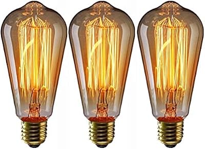 EYLM Edison Filament Bulb E27 40W ST64 Warm White Vintage Industrial 3 Pack