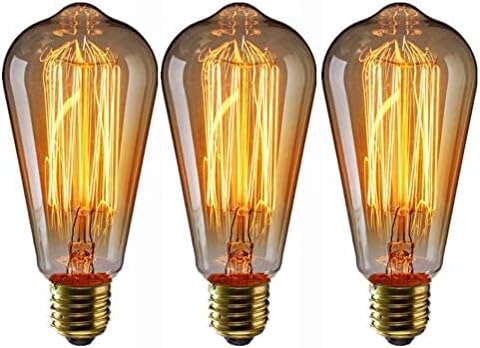 EYLM Edison Filament Bulb E27 40W ST64 Warm White Vintage Industrial 3 Pack
