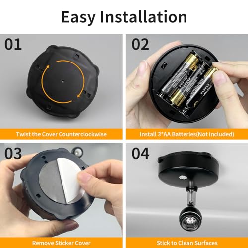 2Pcs Wireless Spotlight for Indoor, Battery Operated LED Spotlight with Dimmable Rotatable Timer Uplight Mini Accent Lights with Remote for Wall Display Plants Painting Artwork Closet Natural White