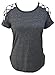 Astylish Women Sexy Cold Shoulder Cut Out Blouse Casual T Shirt Tops Dark Grey Large