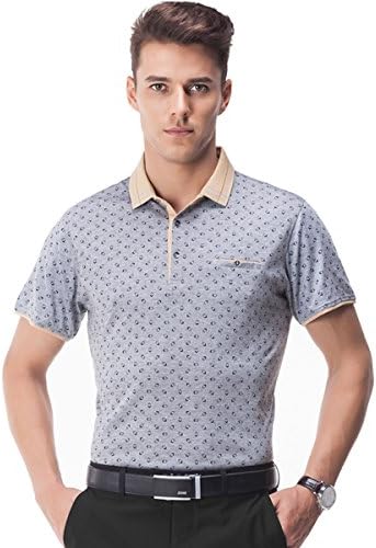 Hollir tiger T Shirt Polo Neleus Men's Slim Fit Short-Sleeve Button Down Shirts (XXX-Large, Gray)