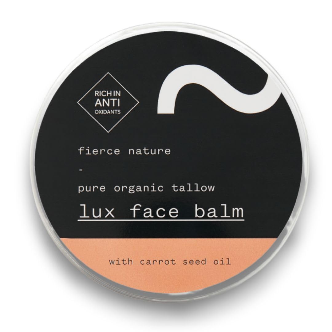 Fierce Nature Luxe Face Balm with Carrot Seed Oil | Pure Tallow, Vitamin-Rich Natural Moisturiser & Cleansing for Face & Body | Unscented, 100g | For Men & Women