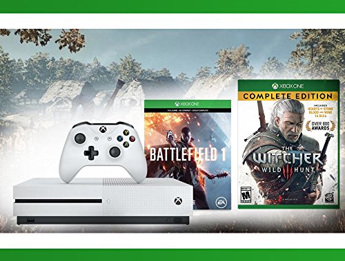 Xbox-One-S-500-GB-Battlefield-1-Console-Witcher-3-Wild-Hunt-Complete-Edition-WWE-2K16-Bundle-3-Items