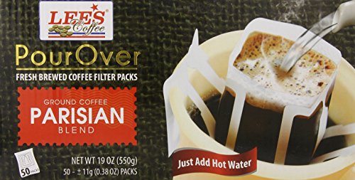 Lee's Coffee Pourover Fresh Ground Filter Packs, Parisian, 50 Count