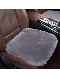 Dotesy   Almohadilla de asiento delantero de piel de oveja auténtica, ajuste universal, funda de lana pura para asiento de coche, suave, cálida para invierno