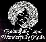 Beautifully and Wonderfully Afro Lady Rhinestone Transfer Iron On