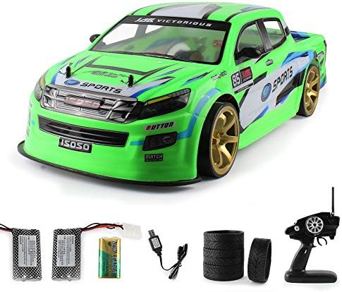 RC Car for Adults - 1/10 - 2.4Ghz Electric with LED Headlight Racing Off Road Truck - Huge 4WD High Speed Remote Control 70km/h Racing Drift Car, Electric Toy Car for All Adults & Kids (GREEN)