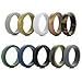 Keepfit Silicone Wedding Ring for Men - 10 Pack Rubber Wedding Ring - The Ultimate Silicone Wedding Band Rubber Wedding Ring Set (Step Edge, 10)