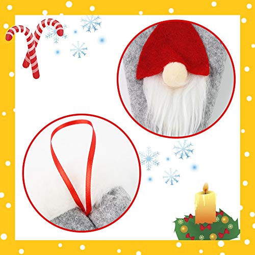 HANSGO Gnome Plush Santa Hat Cup Bottles Cover, 6PCS 7inch Xmas Santa Hats Silverware Holders, Christmas Tree Hanging Decoration