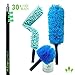 EVERSPROUT Duster 3-Pack with Extension Pole (30+ Foot Reach) | Hand-packaged Cobweb Duster, Microfiber Feather Duster, Flexible Microfiber Ceiling & Fan Duster | Aluminum Telescopic Pole
