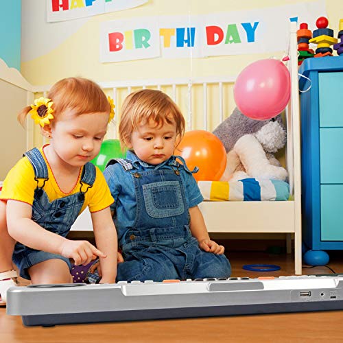 aPerfectLife 49 Keys Piano Keyboard for Kids Multifunction Portable Piano Electronic Keyboard Music Instrument for Kids Early Learning Educational Toy (Silver)