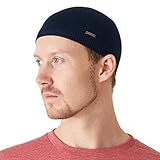 CHARM Casualbox | Mens 100% Silk Skull Cap Beanie Hat Kufi Summer Snug Tight Dad Cap Helmet Brain Beany Navy