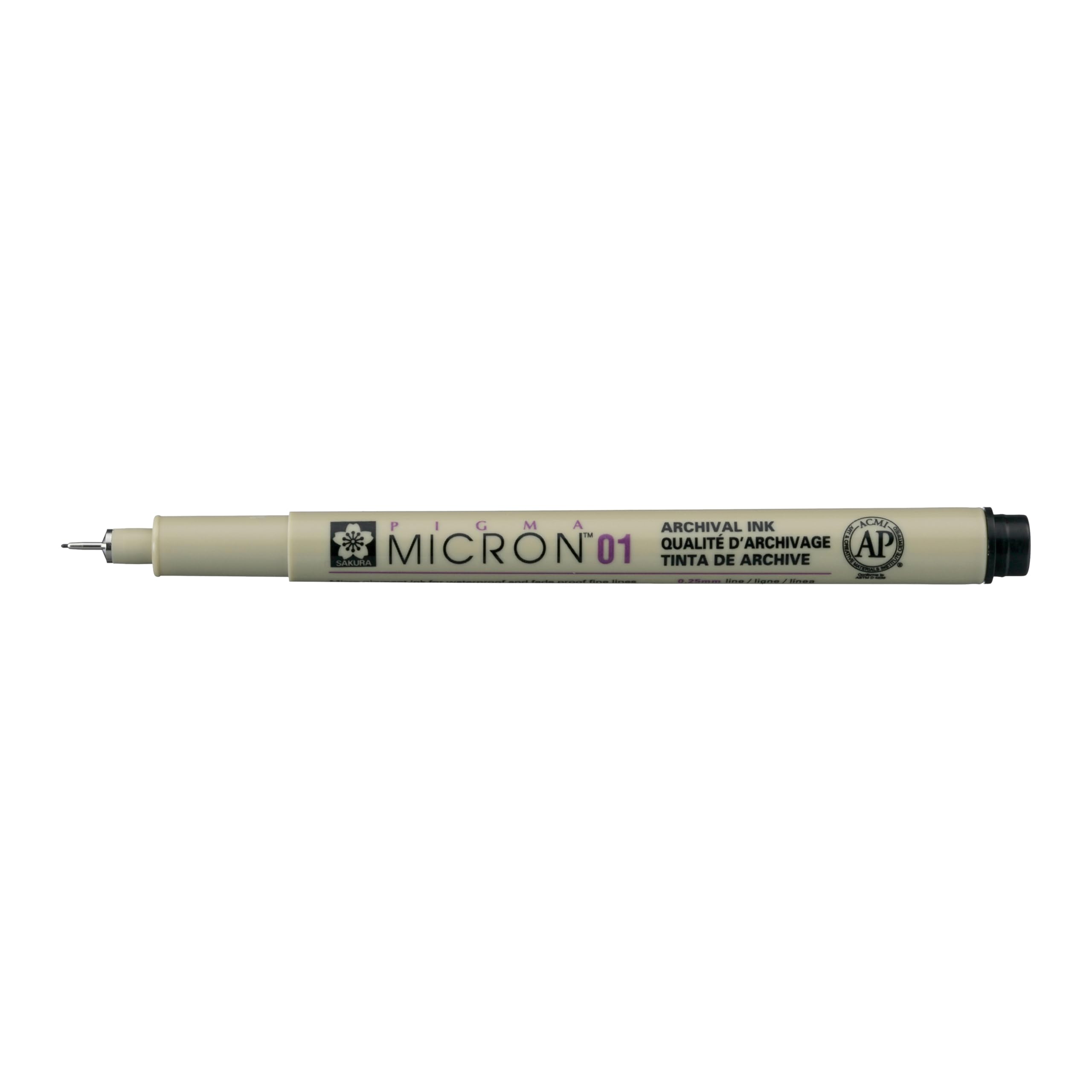 SAKURA Pigma Micron 01 Fineliner - 0.25 mm Black - Archival Waterproof Permanent Ink Pen