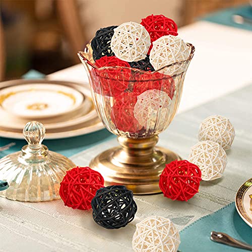 DomeStar Rattan Ball, 24PCS Orbs Vase Fillers (Red)