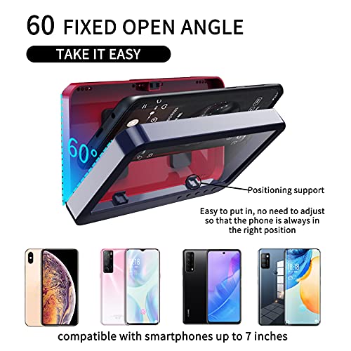 Creahaus Upgraded Rotatable Shower Phone Holder, Waterproof Phone Shower Case with Sound Outlet and Anti Fog Touch Screen, Self Adhesive Wall Mounted Phone Holder for Shower ,Bathroom, Kitchen(Blue)