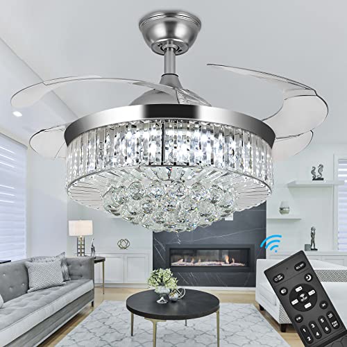 Panghuhu88 42" Invisible Ceiling Fan Chandelier