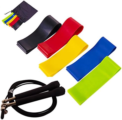 Panda Kelly Premium Latex workout Fitness Theraband Exercise Resistance Loop Bands Set with Jump Rope