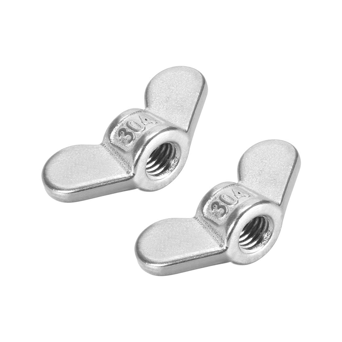 sourcing map M8 Wing Nuts, Stainless Steel 304 Fasteners Parts Hurrican Screws Hand Twist Tighten Ear Butterfly Nut, 2pcs