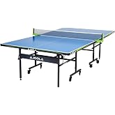 JOOLA Outdoor Table Tennis Table - Multi Use Conference Table Dining Table - Concrete Wood Look Includes Steel Outdoor Ping Pong Net Set &amp; Frame - Hybrid Indoor Outdoor Ping Pong Table