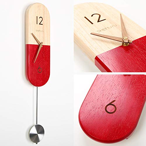 SHEMUYU Modern Decorative Pendulum Wall Clock Battery Operated Silent