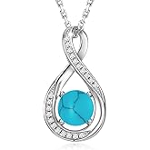 GEMLANTO 925 Sterling Silver Birthstone Necklace for Women Infinity Necklaces Birthday Anniversary Fine Jewelry Gifts for Mother Women, Adjustable Chain
