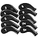 Aeola Golf Club Headcovers, Zipper headcovers for Golf Clubs Iron Covers with Interchangeable Number Tag, Black - 10Pcs