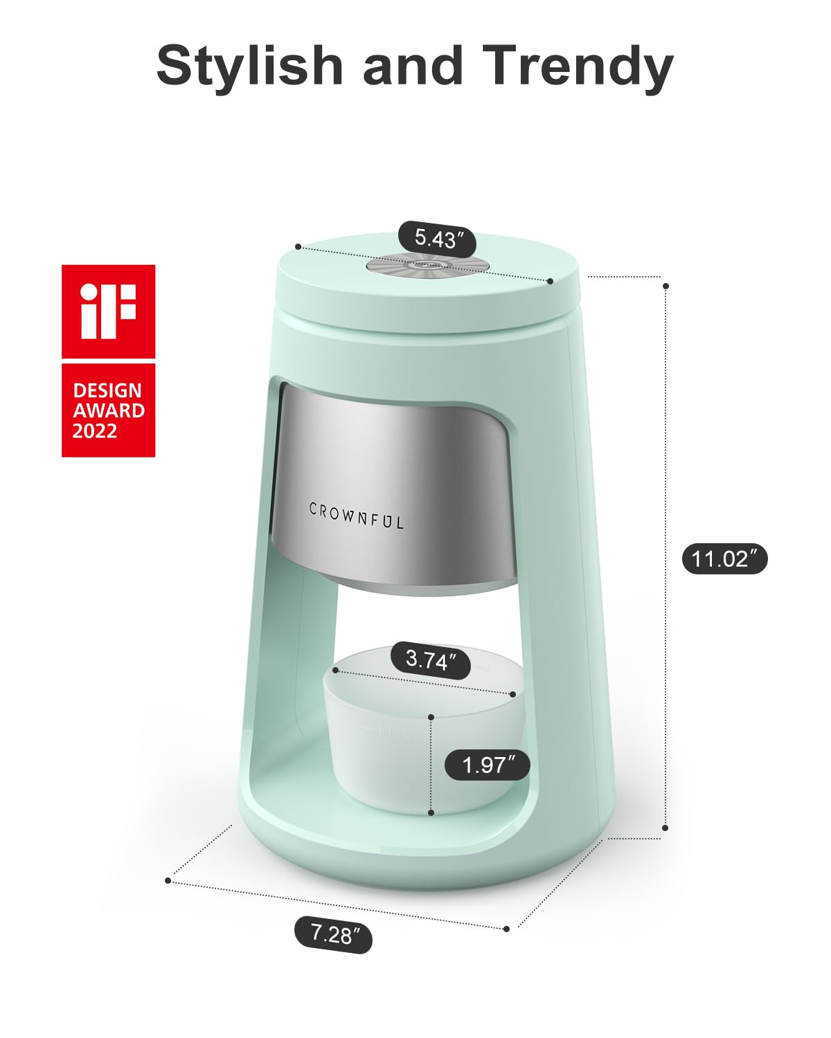 CROWNFUL Shaved Ice Machine, Snow Cone Machine with 2 Ice Cups, Ice Shaver Machine for Snow Cones, Snowballs, Frozen Cocktails and More, Easy to DIY with Snow Cone Syrup at Home