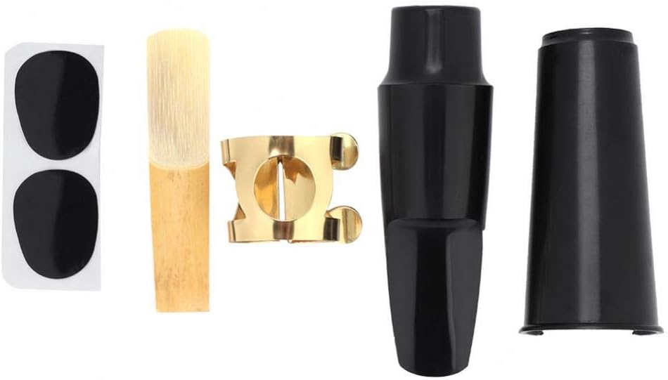Alto Sax Mouthpiece Set 5 in 1 Saxophone Mouthpiece Kit with Cap Metal Buckle Reed Pads Musical Instruments