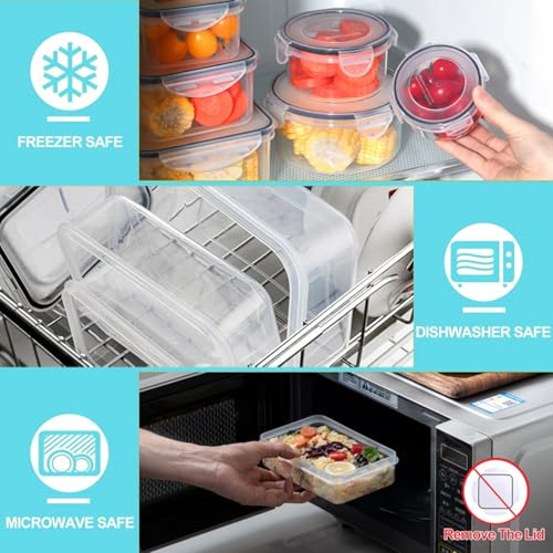 KUMD 50-Piece Large Airtight Food Storage Containers with Lids | BPA-Free, Stackable & Microwave Safe | 25 Containers + 25 Lids | Leakproof Design for Meal Prep, Freezer & Kitchen Use