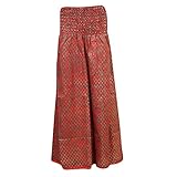 Women's Skirt Red Sexy Silk Sari High Waist Wide Leg Long Palazzo Pants