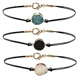 Druzy Charm Leather Cord Choker Necklace 12 inch