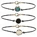 Druzy Charm Leather Cord Choker Necklace 12 inch