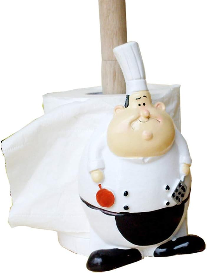 LSX Resin Decoration Cute Chef Paper Towel Holder Zhongyi Simple Resin Paper Towel Holder Bar Chef Crafts Decoration Home Office Desktop - Two Colors